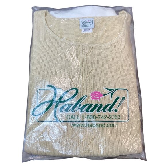 Vintage Haband Womens 2X Long Sleeve Sweater Made In USA Beige Knit Pullover New - Picture 1 of 5